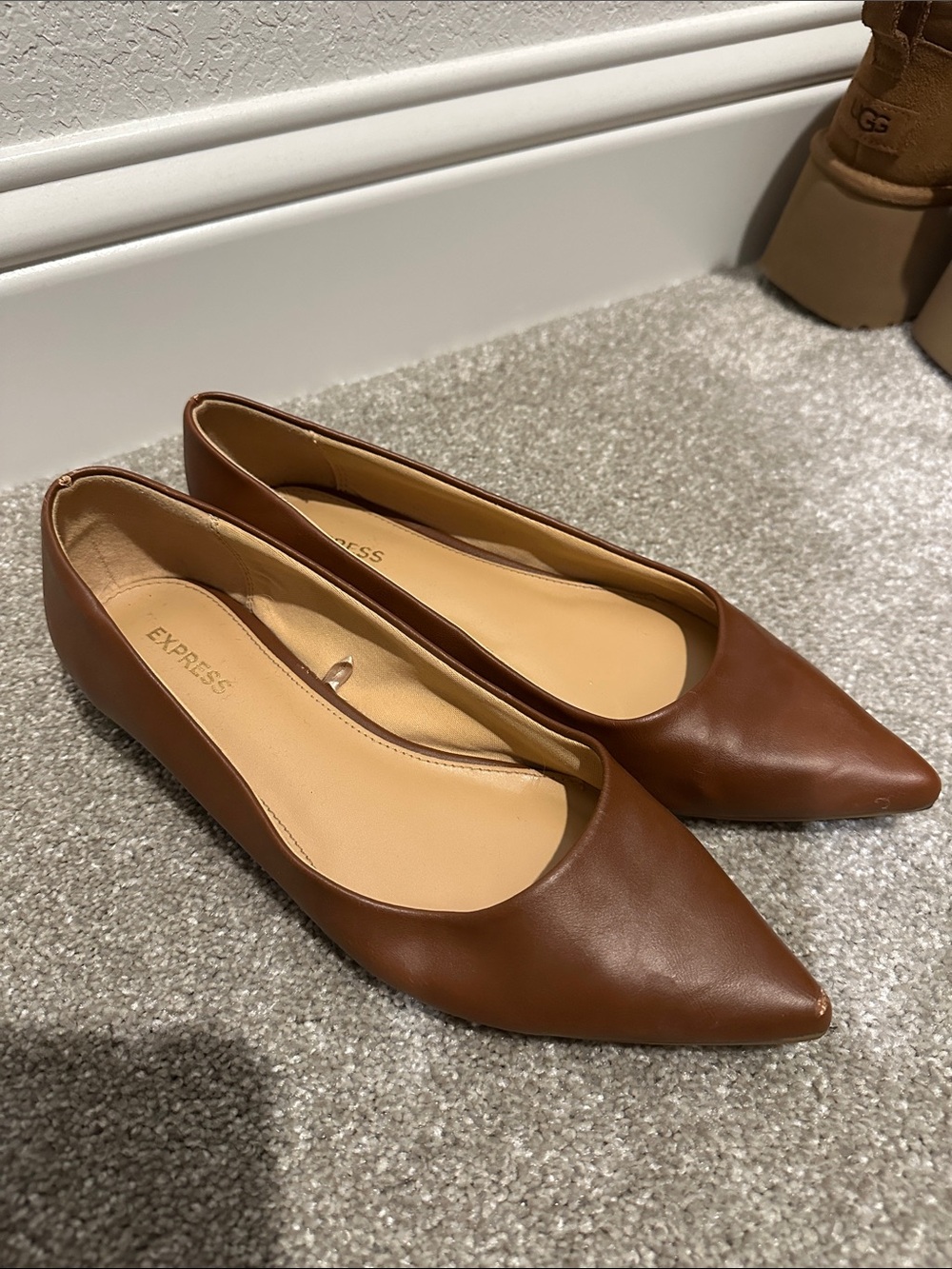 Express Brown Pointed Toe Flats